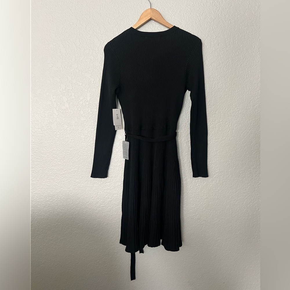 Julia Jordan Nordstroms Black Ribbed Knit Long Sleeve Dress Size Medium - Picture 3 of 3